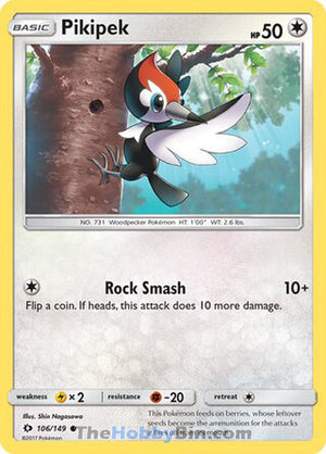 0106 Pikipek Common Sun & Moon Base Set