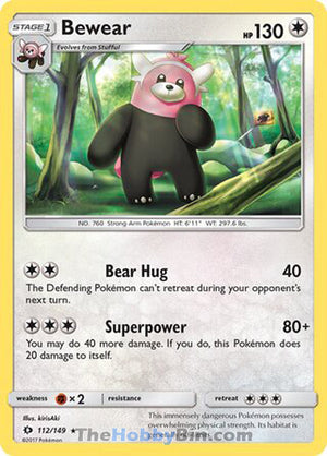 0112 Bewear Rare Sun & Moon Base Set