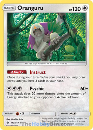 0113 Oranguru Holo Rare Sun & Moon Base Set