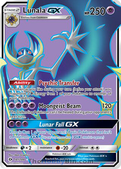 Lunala GX #141/149 Ultra Rare - Sun & Moon Base Set Pokemon card