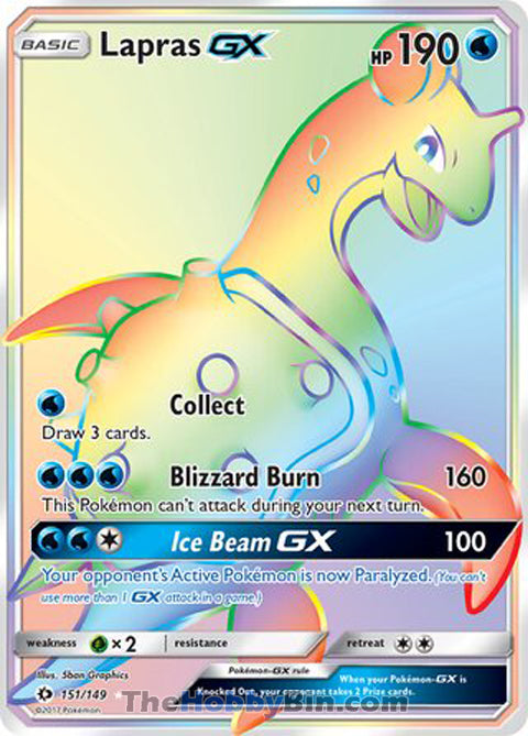 Lapras GX Sun & Moon Secret Rare #151/149