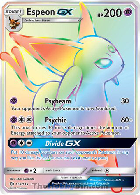 Espeon GX #152/149 Secret Rare - Sun & Moon Base Set Pokemon card