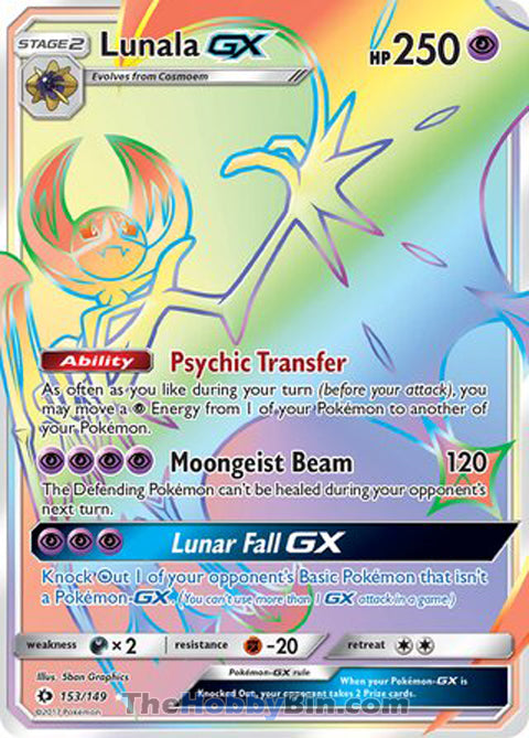 Lunala GX #153/149 Secret Rare - Sun & Moon Base Set Pokemon card