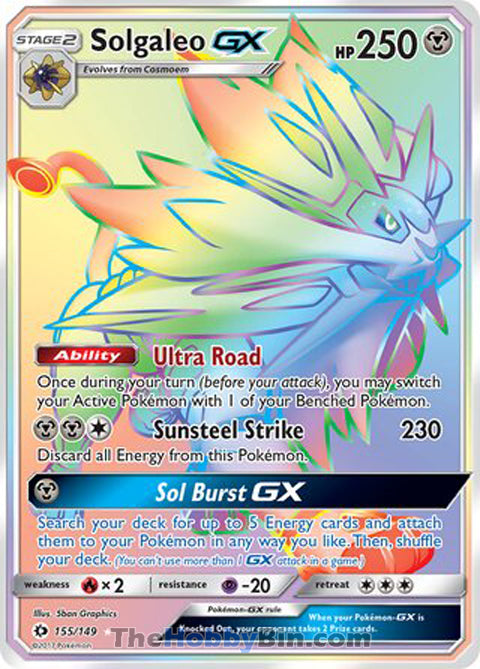 Solgaleo GX #155/149 Secret Rare - Sun & Moon Base Set Pokemon card