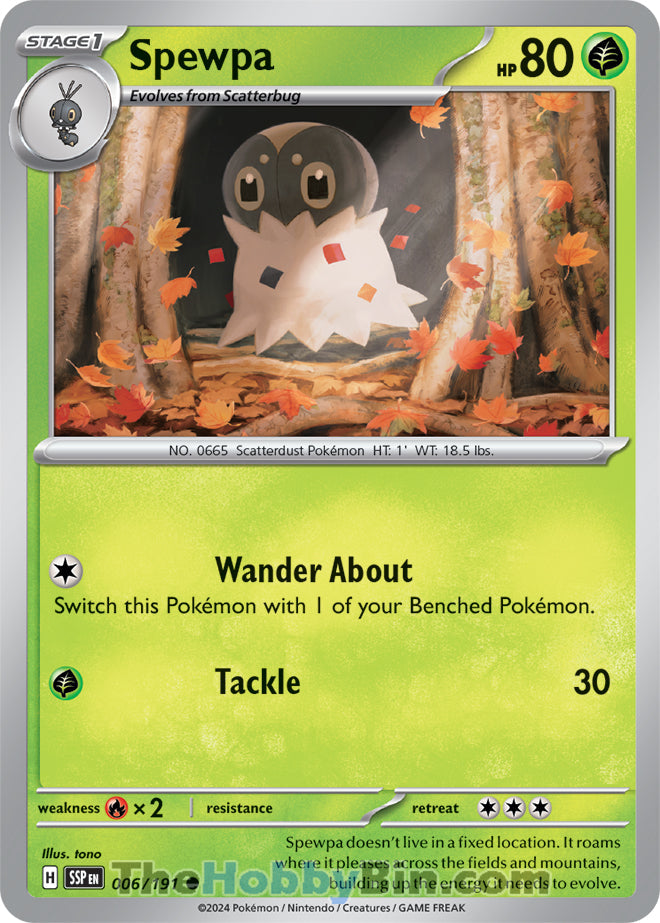Spewpa #6/191 Common - Surging Sparks Pokemon card