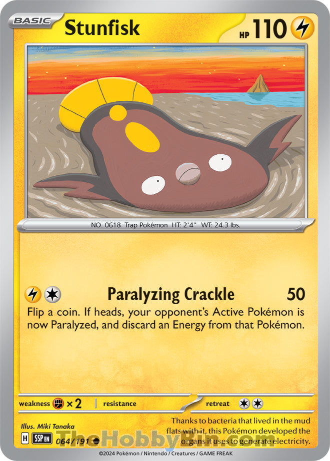 Stunfisk #64/191 Common - Surging Sparks Pokemon card