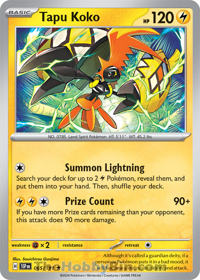 Tapu Koko #65/191 Rare - Surging Sparks Pokemon card