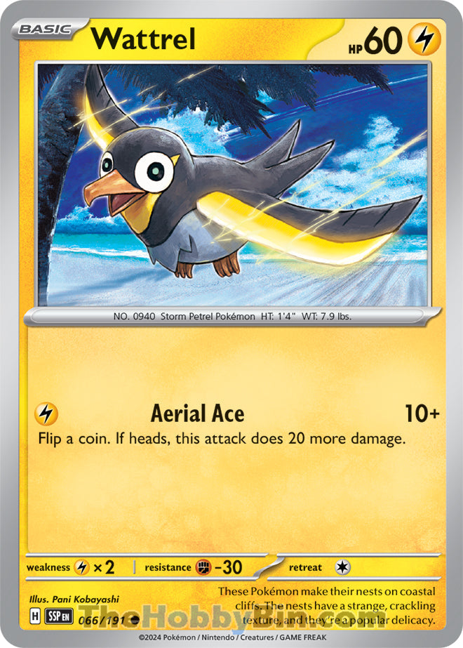 Wattrel #66/191 Common - Surging Sparks Pokemon card