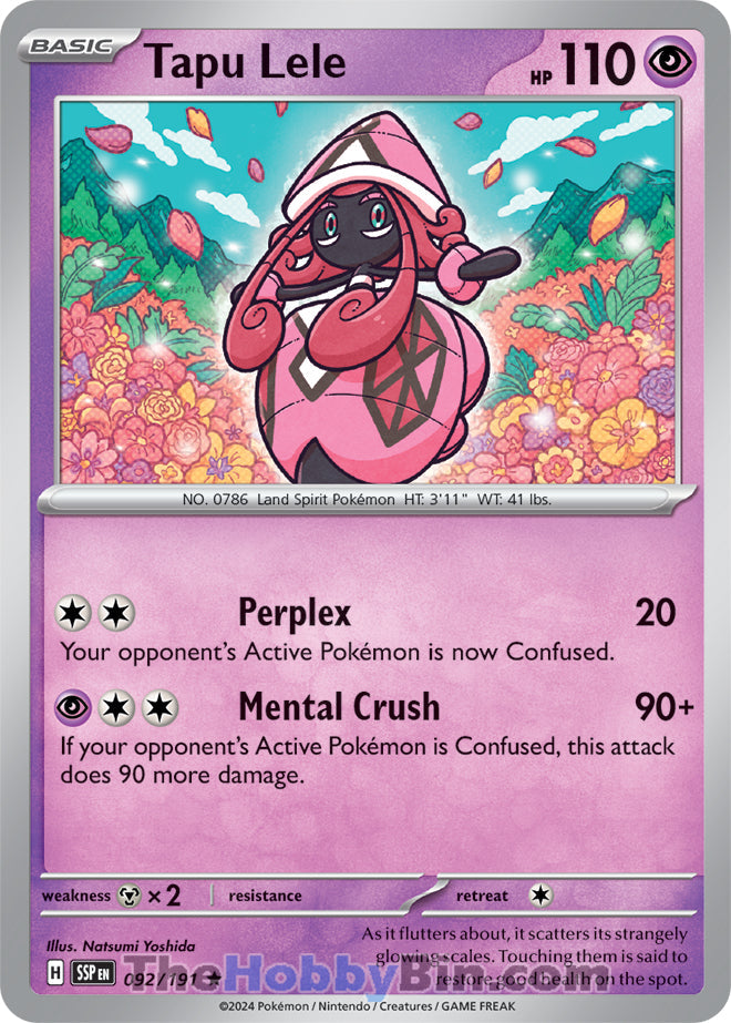 Tapu Lele #92/191 Rare - Surging Sparks Pokemon card