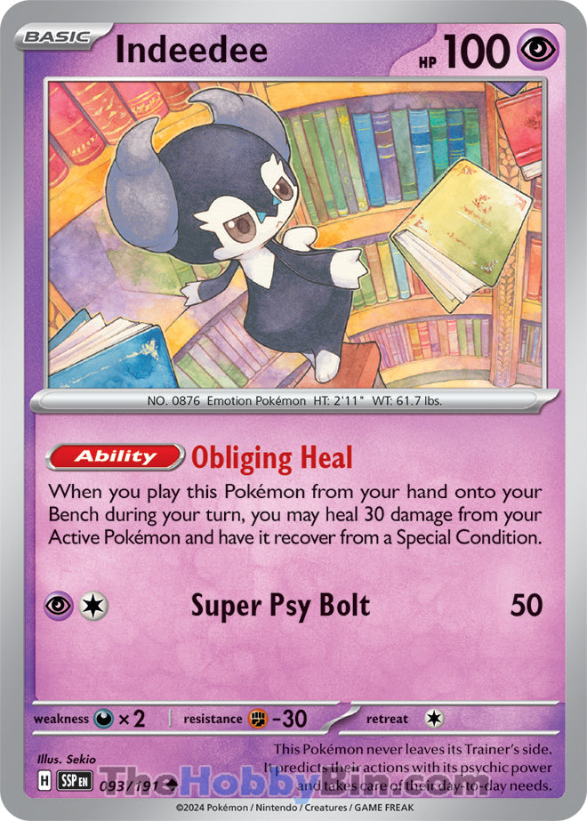 Indeedee #93/191 Uncommon - Surging Sparks Pokemon card