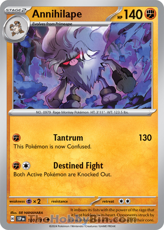 Annihilape #100/191 Uncommon - Surging Sparks Pokemon card