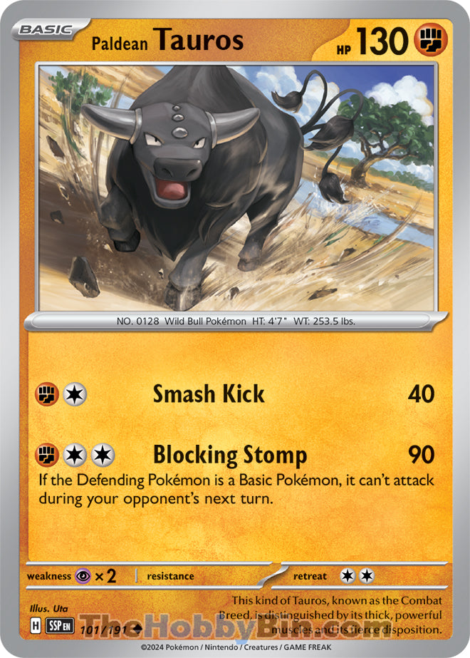 Paldean Tauros #101/191 Uncommon - Surging Sparks Pokemon card