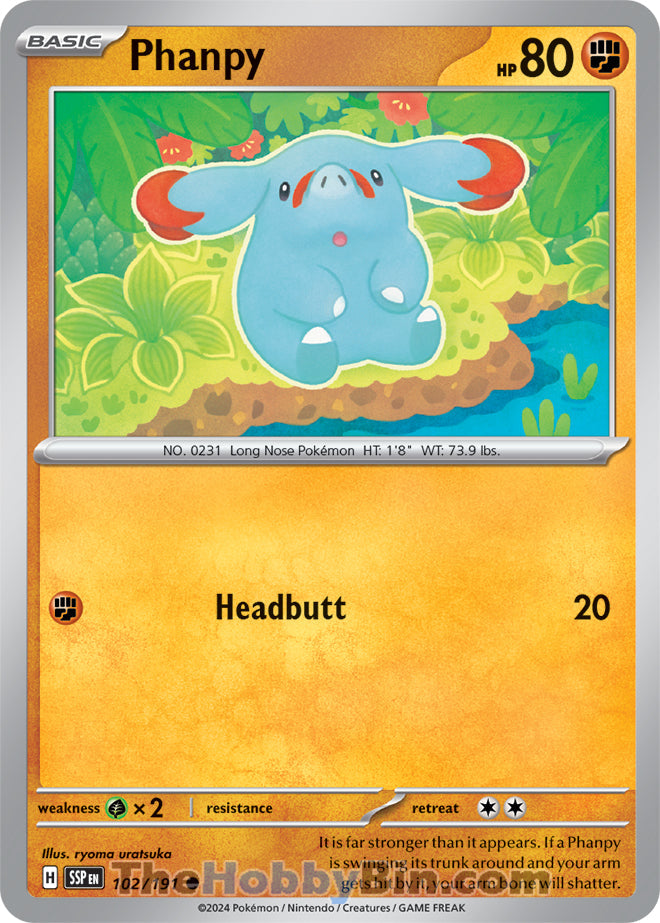Phanpy #102/191 Common - Surging Sparks Pokemon card