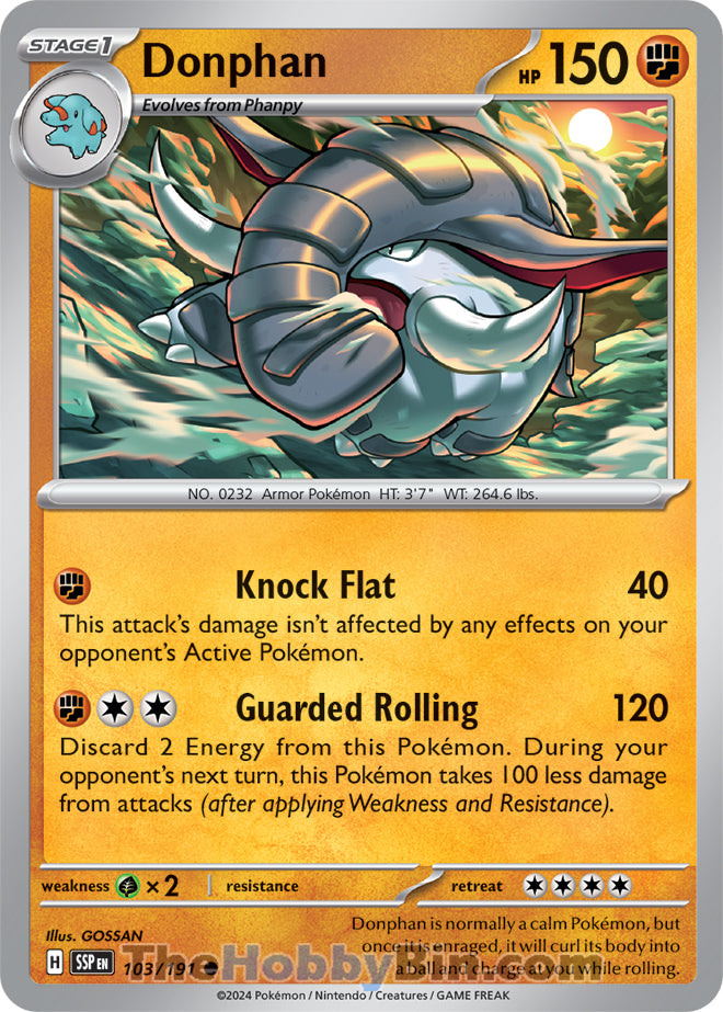 Donphan #103/191 Common - Surging Sparks Pokemon card
