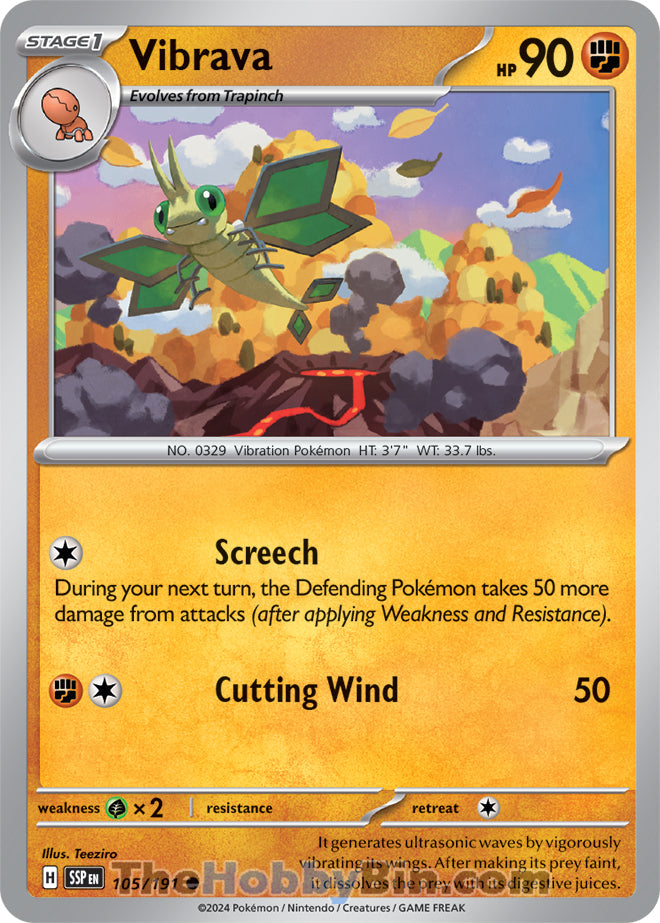 Vibrava #105/191 Common - Surging Sparks Pokemon card