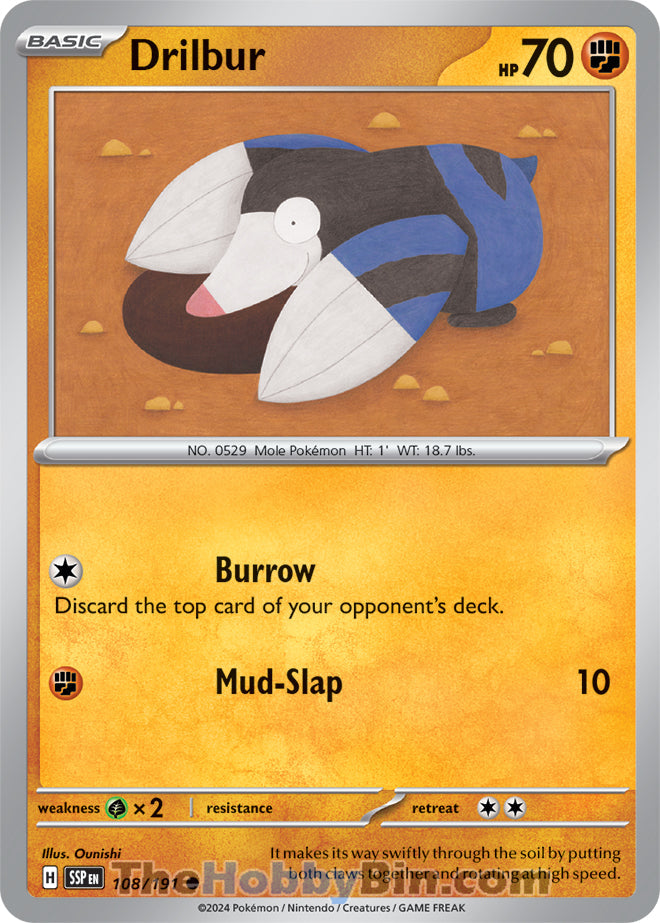 Drilbur #108/191 Common - Surging Sparks Pokemon card