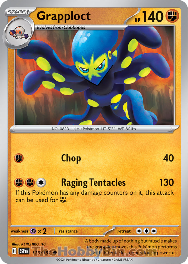 Grapploct #113/191 Common - Surging Sparks Pokemon card