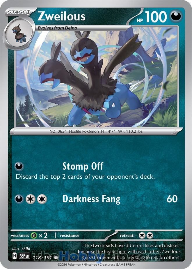 Zweilous #118/191 Common - Surging Sparks Pokemon card