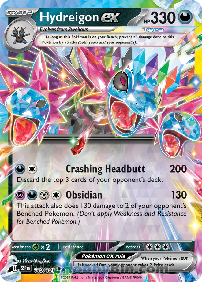 Hydreigon ex #119/191 Double Rare - Surging Sparks Pokemon card