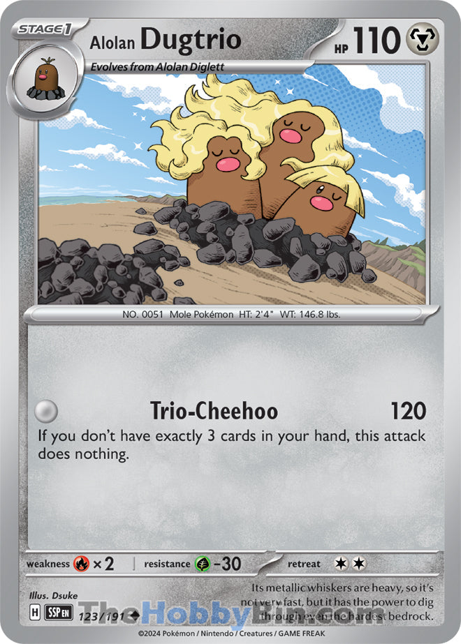 Alolan Dugtrio #123/191 Uncommon - Surging Sparks Pokemon card