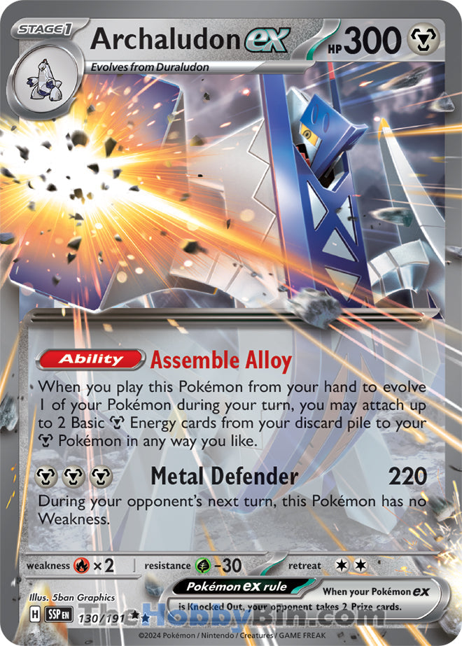 Archaludon ex #130/191 Double Rare - Surging Sparks Pokemon card