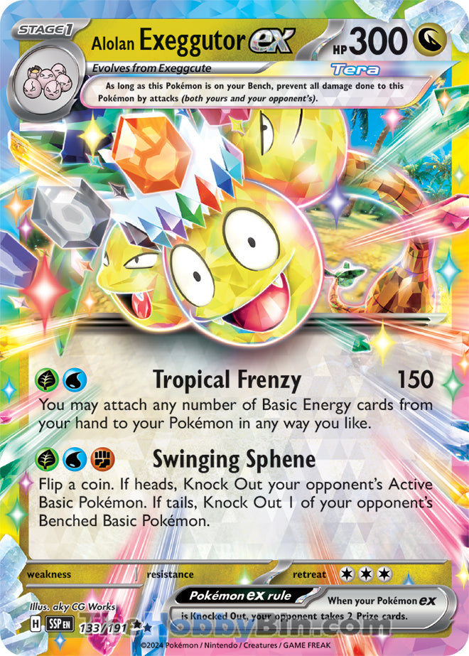 Alolan Exeggutor ex #133/191 Double Rare - Surging Sparks Pokemon card