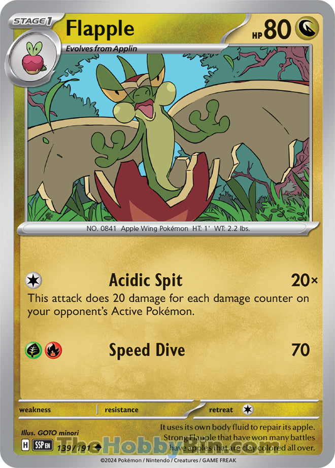 Flapple #139/191 Common - Surging Sparks Pokemon card
