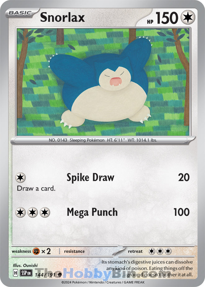 Snorlax #144/191 Common - Surging Sparks Pokemon card