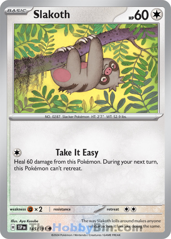 Slakoth #145/191 Common - Surging Sparks Pokemon card
