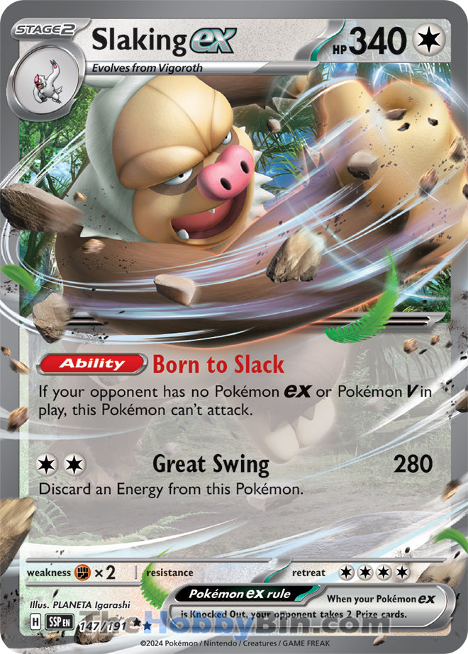 Slaking ex #147/191 Double Rare - Surging Sparks Pokemon card
