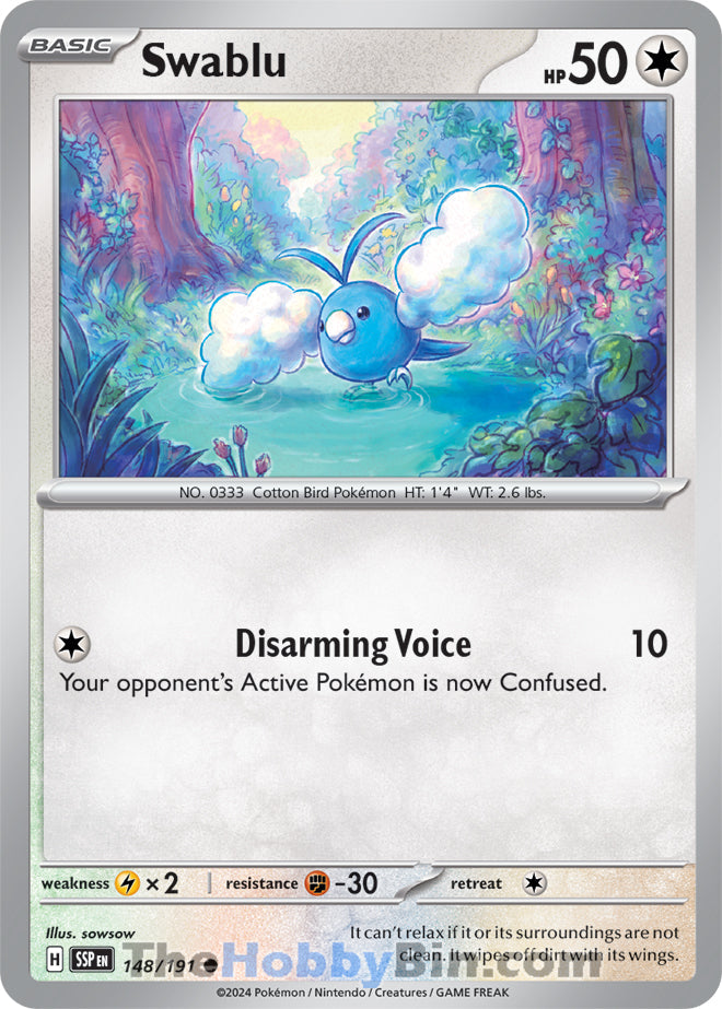 Swablu #148/191 Common - Surging Sparks Pokemon card