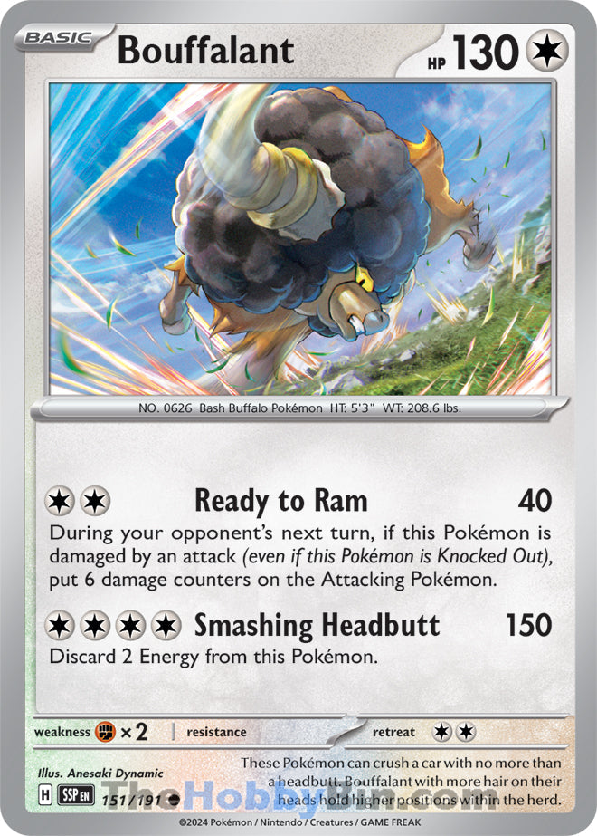 Bouffalant #151/191 Common - Surging Sparks Pokemon card