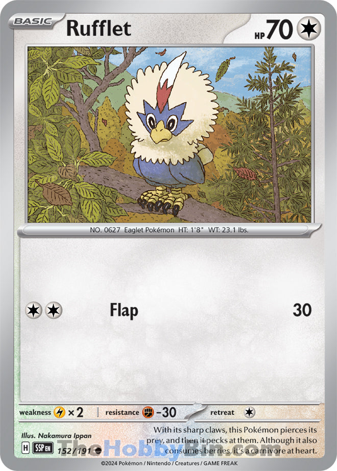 Rufflet #152/191 Common - Surging Sparks Pokemon card
