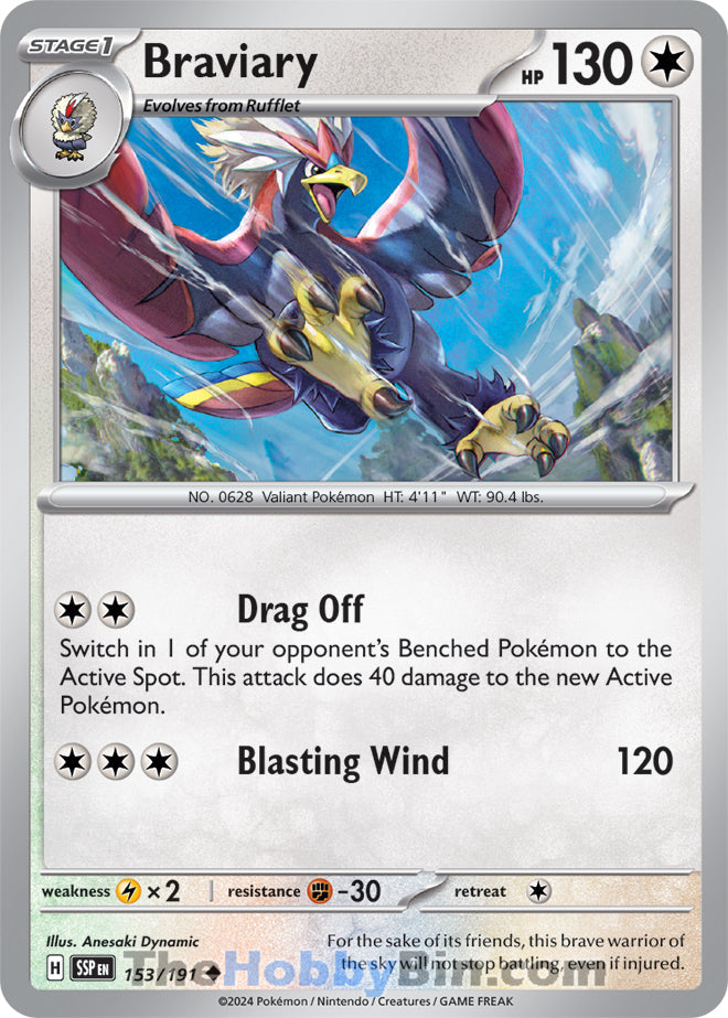 Braviary #153/191 Uncommon - Surging Sparks Pokemon card