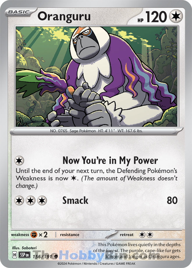 Oranguru #156/191 Common - Surging Sparks Pokemon card