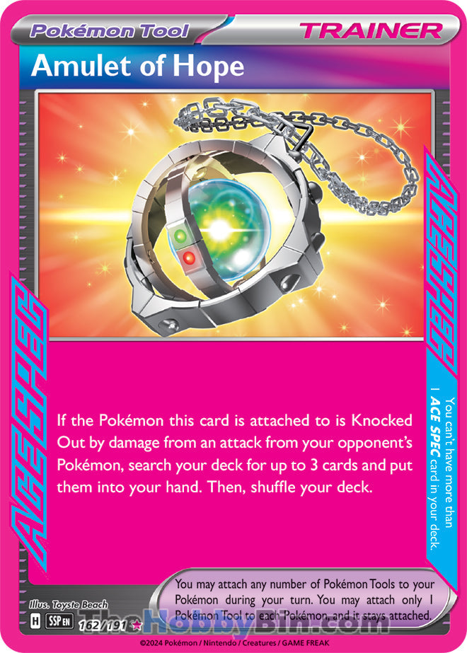 Amulet of Hope #162/191 ACE SPEC Rare - Surging Sparks Pokemon card