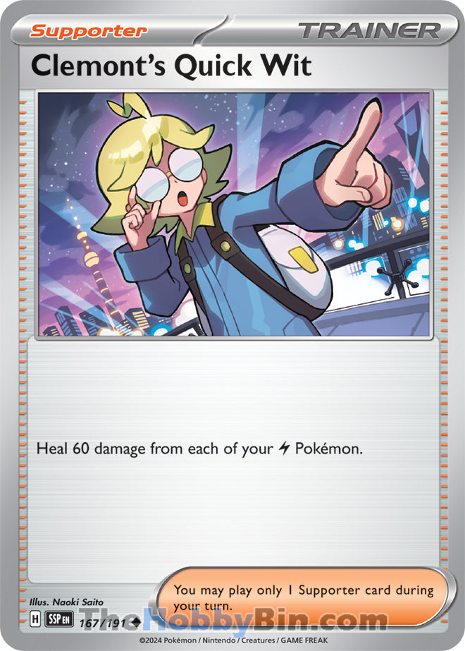 Clemont's Quick Wit #167/191 Uncommon - Surging Sparks Pokemon card