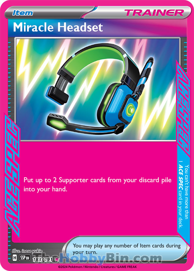 Miracle Headset #183/191 ACE SPEC Rare - Surging Sparks Pokemon card