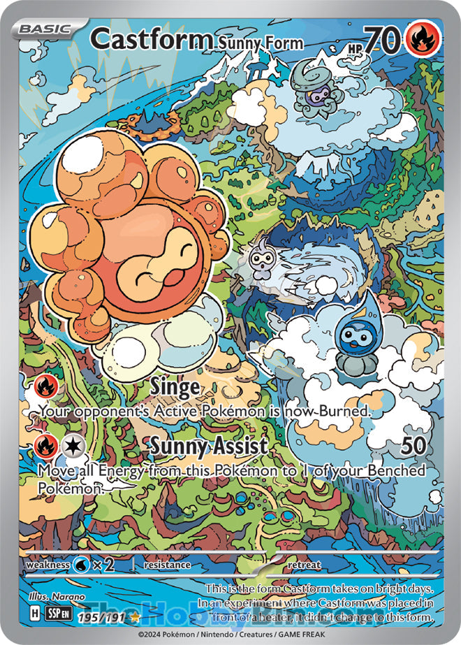 Castform Sunny Form #195/191 Illustration Rare - Surging Sparks Pokemon card