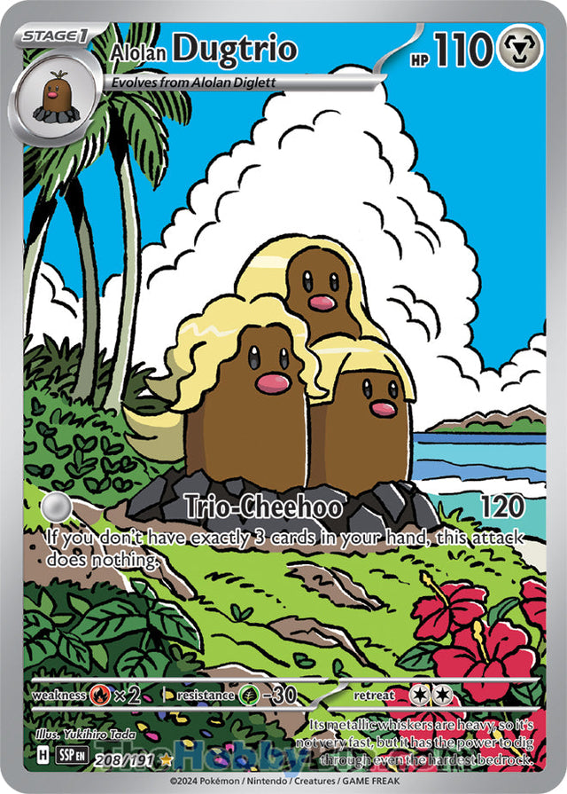 Alolan Dugtrio Surging Sparks Illustration Rare #208/191