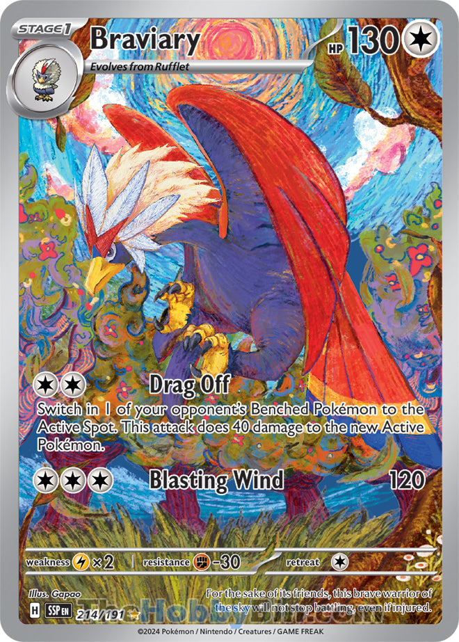 Braviary #214/191 Illustration Rare - Surging Sparks Pokemon card
