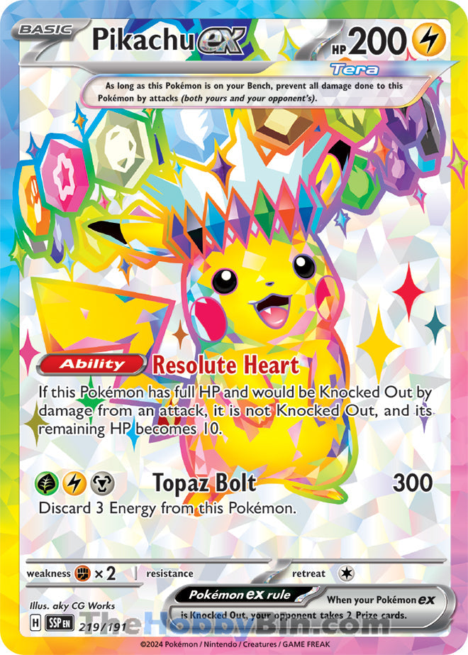Pikachu ex #219/191 Ultra Rare - Surging Sparks Pokemon card