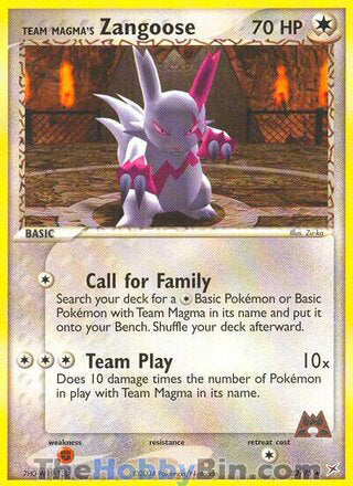 Team Magma's Zangoose #23/95 Rare - EX Team Magma vs Team Aqua Pokemon card