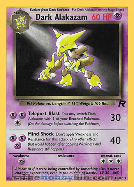 Dark Alakazam Team Rocket Rare #18/82