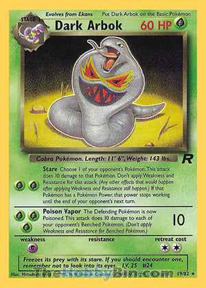 0019 Dark Arbok Rare Team Rocket