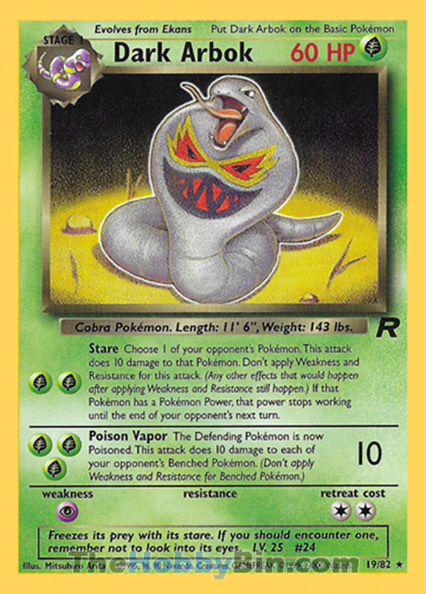 Dark Arbok #19/82 Rare - Team Rocket Pokemon card