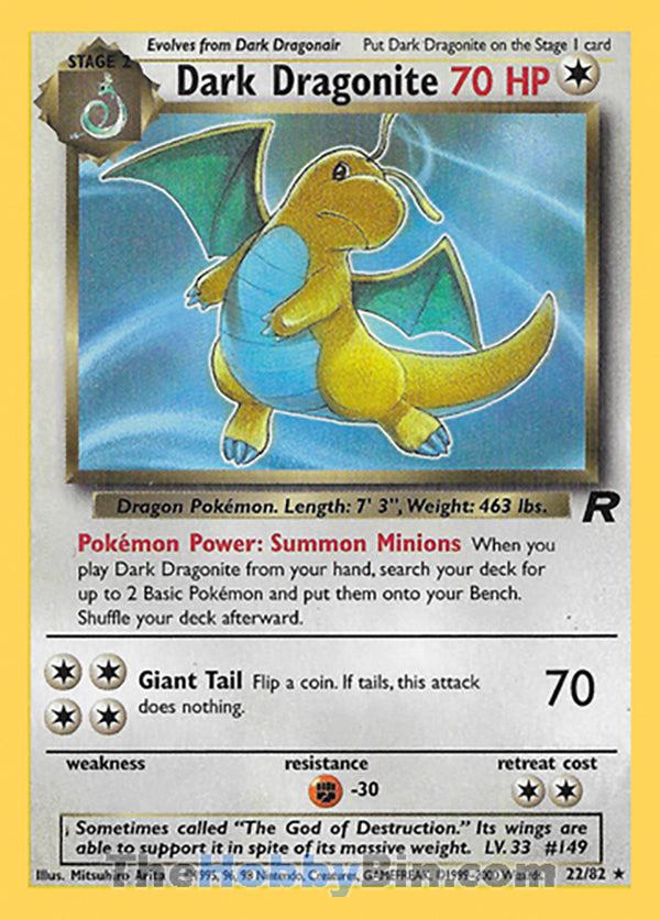 Dark Dragonite #22/82 Rare - Team Rocket Pokemon card