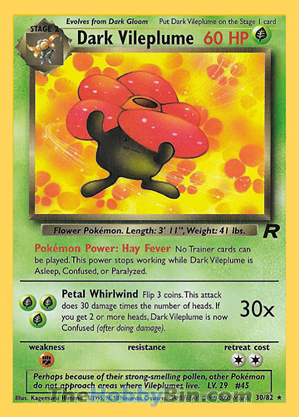Dark Vileplume #30/82 Rare - Team Rocket Pokemon card
