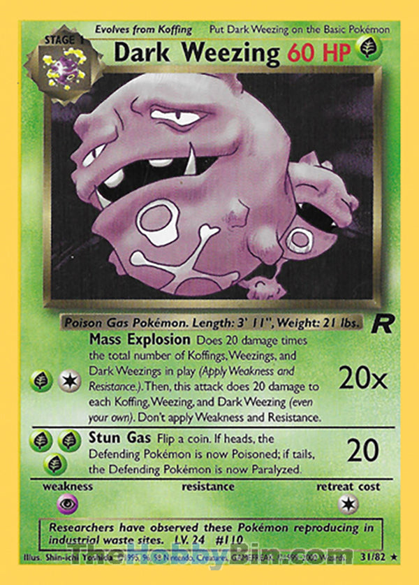 Dark Weezing #31/82 Rare - Team Rocket Pokemon card