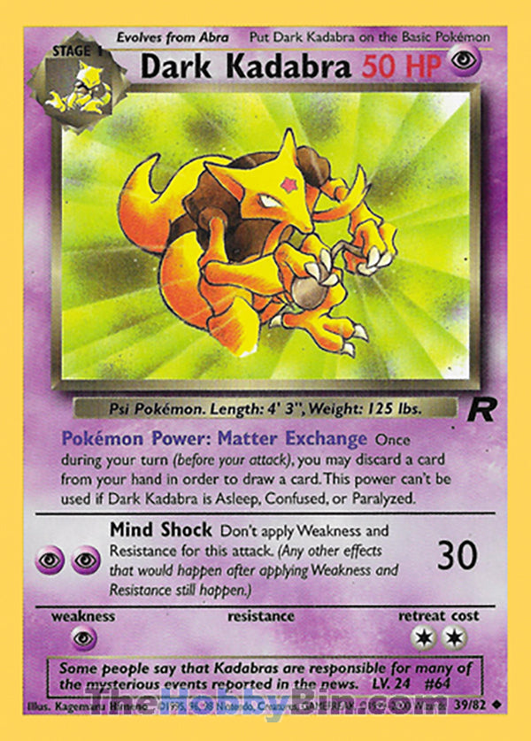 Dark Kadabra Team Rocket Uncommon #39/82